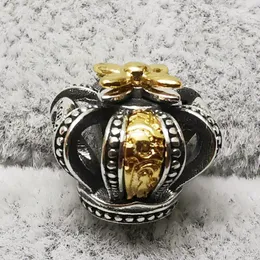 Autentisk Pandora Two-Tone Regal Crown Charm Fit European Style Loose Pärlor för Armband Göra DIY Smycken 799340C00