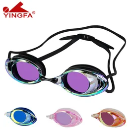 Swimming Glasses Yingfa Diving Surfing Eyewear Optical Electroplate Waterproof Silicone Reduce Glare Swimming Goggles Q0112