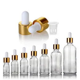 エッセンシャルオイルの香水のための50mlの10mlの15mlの20mlの20mlの30mlの50mlの100mlの透明なガラスの液体試薬のピペットの滴
