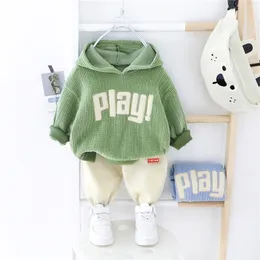 HYLKIDHUOSE 2020 Frühling Baby Mädchen Jungen Kleidung Sets Sport Mit Kapuze Tops Hosen Kinder Casual Kleidung Kleinkind Kleinkind Kleidung LJ201023