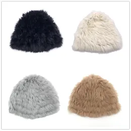 2020 Women Winter Faux Fur Beanies Hats Elastic Hair Caps Fluffy Thick Warm Skullies Warm Earmuffs Female Snow Hats