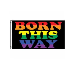 „Born This Way“-Flagge, Pride-Flagge, 90 x 150 cm, Doppelnaht, 100D-Polyester, Festival-Geschenk, für drinnen und draußen, bedruckt, heißer Verkauf