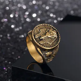 Anillo de faraón egipcio |Gold Antique 316L acero inoxidable |Tutankamón  Anillo masónico |Joyas de Egipto para hombres mujeres