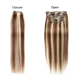 Grampo malaio em extensões de cabelo 4/613 clipe de cor em 70g tramas de cabelo virgem humano 14-24 polegadas 100g