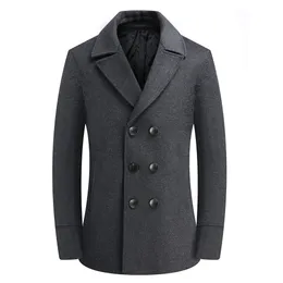Thoshine Brand Winter 50% Wool Men Thick Coats High Quality Slim Fit Double Breasted Fashion Wool Blends Outwear Jackets Pockets LJ201110