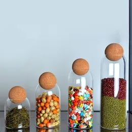 Ball cork lead-free glass jar with lid bottle storage tank sealed tea cans cereals transparent jars coffee contains 220312