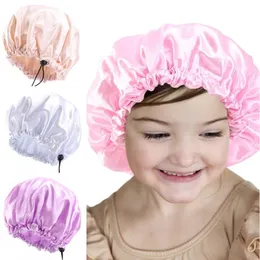 Children's Headgear Accessories Girls Double-layer Shower Cap Bath Cap Boys Casual Nightcap Adjustable Candy Color Home Hat