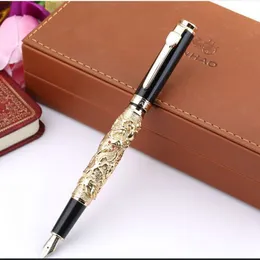 Jinhao Dragonの噴水ペン寺院の黒救助ゴールデンシルバーガングレースクール学生オフィス文房具