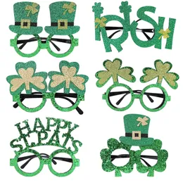 St Patrick's Day Decoration Glasses Green Hat Clover Party Barn Klä upp Frame Holiday Dekorera W1