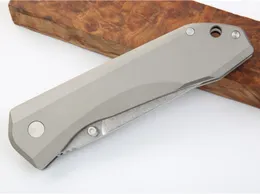1pcs Ny kullager Fick Folding Blade Kniv S35VN Stone Wash Drop Point Blad TC4 Titanlegering Hantera EDC Pocket Knives