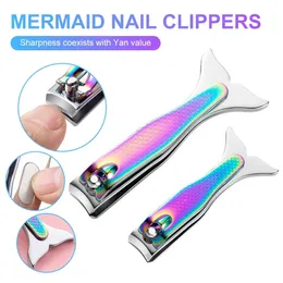 Mermaid Nail Clipper Stainless Steel Fish Tail Nail Cutter Manicure Pedicure Tool Fingernails Nipper Clippers Tools Två storlekar