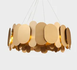 Modern Luxury Guld Rostfritt Stål Led G9 Hängande Ljus Vardagsrum Runda Inomhus Hängande Lampa LED LUMPLARIA LAMPARAS FIXTures