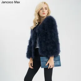 Women Fashion Fur Coats Winter Real Ostrich Fur Jackets Natural Turkey Feather Fluffy Outerwear Lady S1002 201209