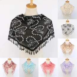 Fashion Ladies Headdress Lace Flower Decoration Temperament Triangle Scarf Casual Sweet Style Scarf Tassel Scarf Accessories