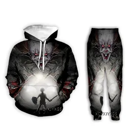 Neue Männer/Damen Stephen King's IT - Pennywise Lustige 3D-Druck Mode Trainingsanzüge Hip Hop Sweatshirt und Hosen 2 Stück Set Hoodies Z15