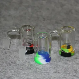 Catcher de cinzas de vidro de 18 mm de cinza -cinzel com 5 ml de recipiente de silicone de 5 ml masculino de 4 mm de quartzo aquático bongs dab rigas