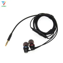 Högkvalitativ in-ear Wired 3.5mm Extra Bass hörlurar Metal med mikrofon Volymkontroll för Android Mobiltelefon 50pcs / Lot