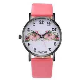 100pcs Rose Watch, Floral For Ladies Women Vintage Flowers Leather Watches, Minimalist Gift Watch
