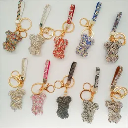 Fashion diamond bear keychains cartoon doll pendant creative gift high-end female bears accessories car keychain 11 styles