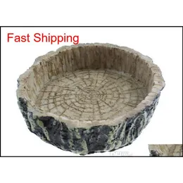 Reptile Supplies Reptile Water Dish Food Bowl Resin Rock Worm Feeder For Leopard Gecko Lizard Spi qylzhj dhseller2010