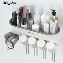 Titular de escova de dentes Acessórios de banheiro automático definir escova elétrica escova de dentes pasta de dentes de pasta de dentes montados na parede lj201128