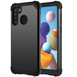 Custodia rigida per armatura protettiva per tutto il corpo Impact Hard PC + Cover in morbida gomma ibrida in silicone per Samsung Galaxy A21 (versione nordamericana)