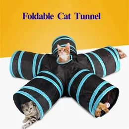 3/4/5 Löcher Haustier Katze Tunnel Spielzeug Faltbares Haustier Trainingsspielzeug für Katze Kaninchen Kleiner Hund Lustige interaktive Welpenspieltunnelröhre 201217