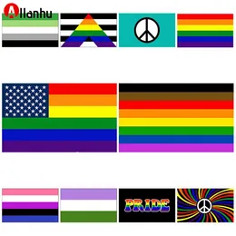 NOWY! Gorąca Rainbow Flag 90x150cm Amerykańska Gay i Gay Pride Poliester Banner Flaga Poliester Kolorowa Rainbow Flaga do dekoracji