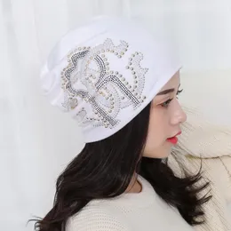 Kadın Kız Güzellik Marka Şapkası Tasarımcısı Lüks Tarz Rhinestone Boncukları Açık Kış Şapkaları Renkli Pamuk Modaya Düzenli Beanies Gorros1