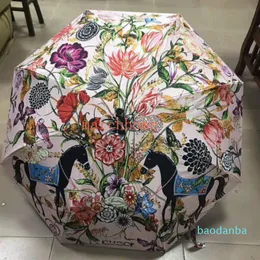선물 상자 고급 전체 자동 우산 태양 증거 및 자외선 방지 우산 여성 패션 플라워 스타일 파라솔 2021