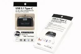 4 IN1 USB 3.1 Typ C USB-C TF SD Micro SD OTG Kortläsare Kartenleser Vit svart för MacBook-telefon