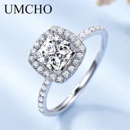 UMCHO Solide 925 Sterling Silber Ringe Für Frauen Solitaire Ring, Verlobung, Hochzeit Band Fashion Party Geschenk Edlen Schmuck Y200321