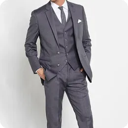 Grey Business Suits Men Wedding Suits For Man Tuxedos Groom Wear Formal Classic Fit Best Man Jacket Blazer Costume Homme Handsome Quality