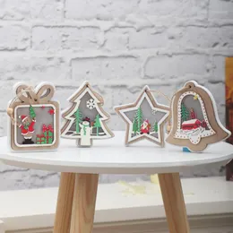Dekoracje świąteczne drewniane do domu świecące scena dekoracja wisior Pendant Difts Navidad Decoraciones para el hogar kerst1