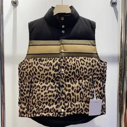 Men Leopard Print 3D Vests Jackets Fashion Trend Hip Hop Sleeveless Zipper Loose Down Coat Designer Teenager Winter Waistcoat Outerwear