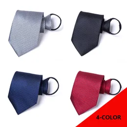 Men Necktie 9cm Lazy Business Tie with Pure color Zipper Groom Tie