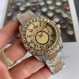 Zegarki marki Moda Mężczyźni Crystal Style Ze Stali Nierdzewnej Zespół Kalendarz Data Kwarcowy Wrist Watch R143
