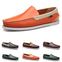 Skórzane grochy Mężczyźni Casual Shoes Driving Soft Sole Potrójny Czarny Biały Brązowy Mahogany Burgundia Wszystkie Dopasuj Lazy Light Tan Army Mint Green Sneakers Color23-11