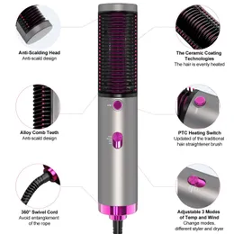 One Step Electric Hot Air Brush Multifunctional Negative Ions Hair Blow Dryer Straightener Brush Smooth Frizz & Ionic