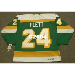 Män # 24 Willi Plett Minnesota North Stars 1983 CCM Vintage Retro Hockey Jersey eller Anpassad Namn eller Nummer Retro Jersey