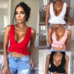 Women Irregular Top Sleeveless Halter Top With Wood Ears Hem Women Casual Shirt