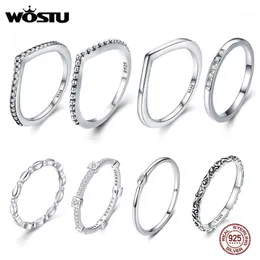 Obrączki WOSTU 2022 100% 925 Sterling Silver Shimmering Wish Descrator Pierścionek dla kobiet Moda Oryginalny Biżuteria Prezent FB7649