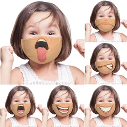 Ny Unisex 3d Roligt ansikte Tryckta masker Vuxen Kids Vindskydd Tvättbar återanvändbar bomullsjusterbar munmask