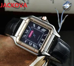 Top Quality Nice Modelo Luxuoso Quadrado Romano Designer Relógios 40mm Genuíno De Couro Waterproof Watch Homens Relogio Masculino Classic Quartz Bateria de Quartz relógio de pulso relógio