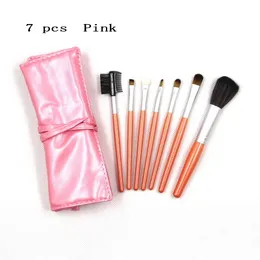 7 Makeup Brush Set Mini Travel Goat Hair Pink Gold Black Purple Silver Brown Wholesale Face Brushes Sets