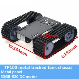 DIY TP101 Tracked Tank Chassi Smart Crawler Robot Platform Metal Panel 33GB-520 12V DC Geared Motor för Arduino Toy Unassembled 201208