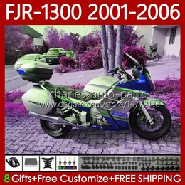 Kit de corpo para Yamaha FJR-1300 FJR1300A FJR1300A FJR 1300 A CC 2001-2006 Bodywork 106No.125 FJR1300 Silvery Blue 01 02 03 04 05 06 FJR-1300A 2001 2002 2003 2004 2006 Fairing OEM