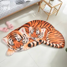 3D Lion Tiger Rug Irregular Doormat for Entrance Mats Animal Printed Anti-slip Floor Kitchen Bath Mat Carpets 201116