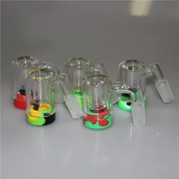 Classical glass Ash catcher hookah with 14mm 18mm joint silicone dab jar wax containers smoking water bong oil rig bubble