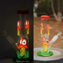 8.7 inch Water Glass Bong Straight Perc Oil Dab Rigs Glow in the Dark Water Pipes 18.8mm Female Joint Water pipes LXMD20104